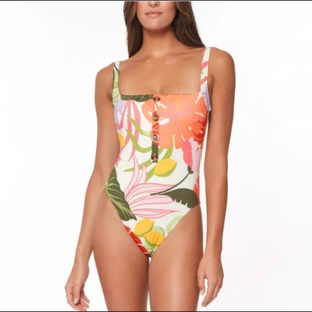 Sanctuary MULTI Button Front Over The Shoulder Mio One Piece Swimsuit La…